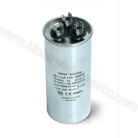 40+1.5 Uf Klima Motor Kondansatörü | Klima Kalkış Kapasitörü 5400962204