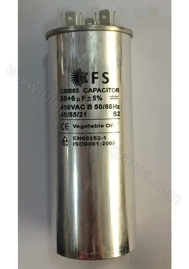 50+6 uf Klima Motor Kalkış Kondansatörü | Dual Kapasitör 450V Ac
