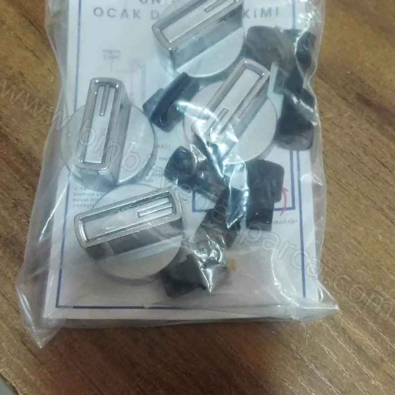 Ankastre Ocak 4 Adet Düğme Kontrol Düğmesi Gri 110246252 İnox Krom Çizğili No : 82