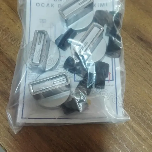 Ankastre Ocak 4 Adet Düğme Kontrol Düğmesi Gri 110246252 İnox Krom Çizğili No : 82
