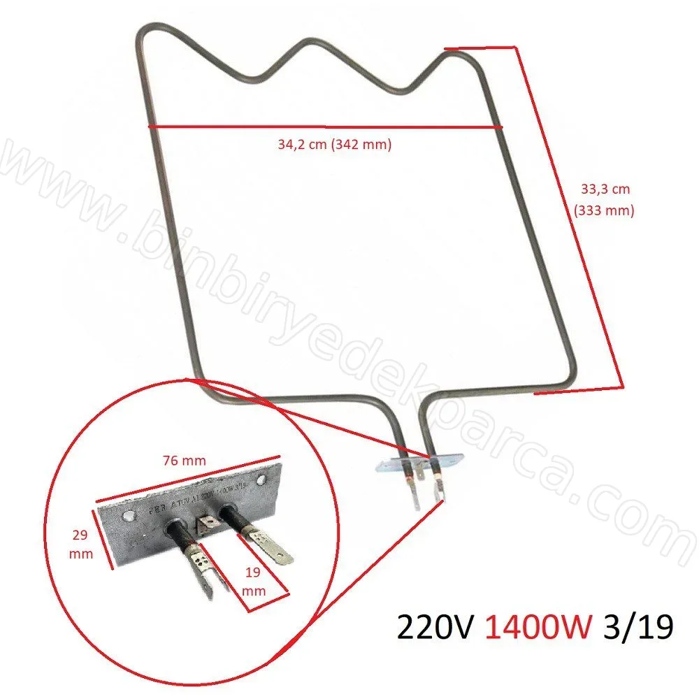 Fırın Alt Isıtıcı Rezistans 100100-001159-1 220 V 1350 W 262900002