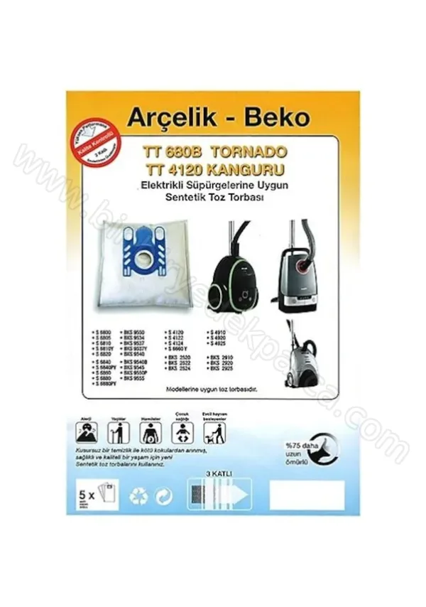 Tt 4120-TT680B Elektrikli Süpürge Bez Toz Torbası 5 Li