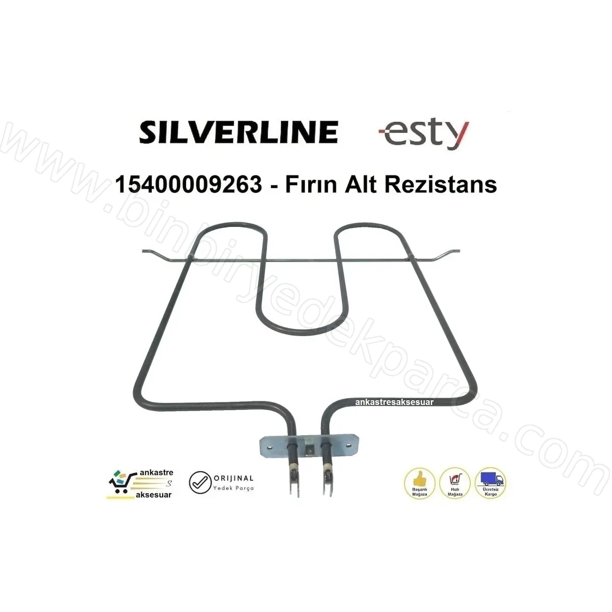 Ankastre Fırın Rezistans Alt Isıtıcı 1200 Watt