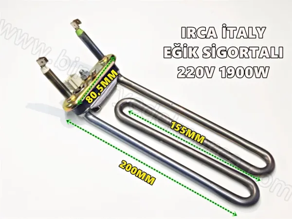 Çamaşır Makinası Rezistans 20 Cm Delikli Egimli