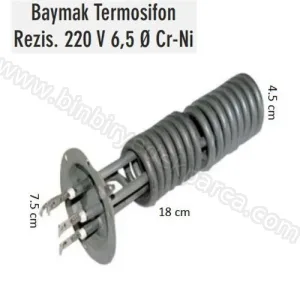 Şofben Rezistans Krom 7500 Watt 220 Volt 18 Cm