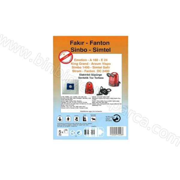 Elektrikli Süpürge Misty Dc 4200 Sentetik Toz Torbası
