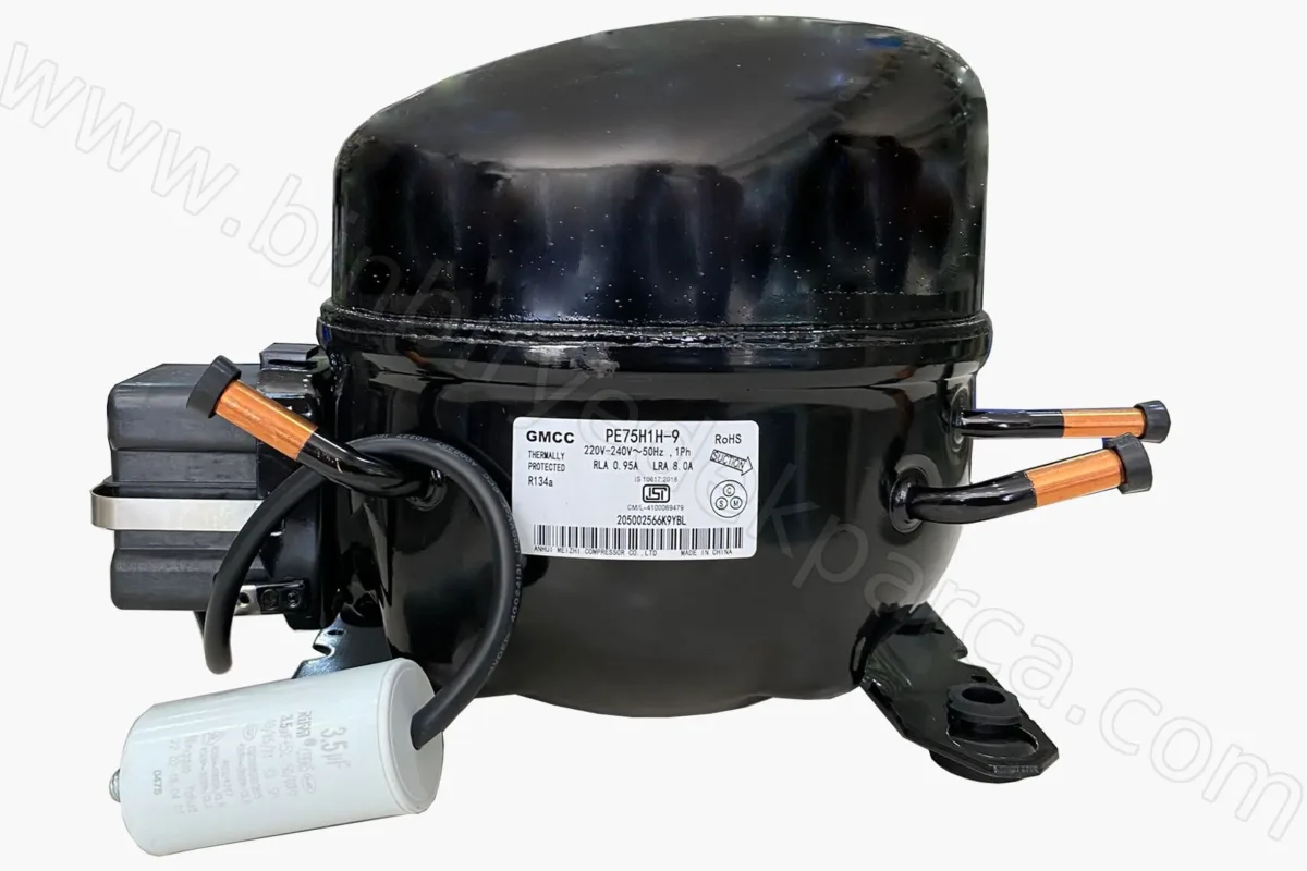 PE75H1H-9 Buzdolabı Kompresörü 1/4+ Hp R134a 215W 185 Kcal