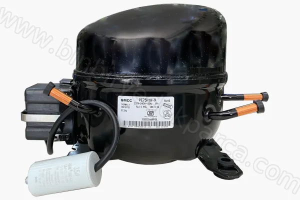 PE75H1H-9 Buzdolabı Kompresörü 1/4+ Hp R134a 215W 185 Kcal