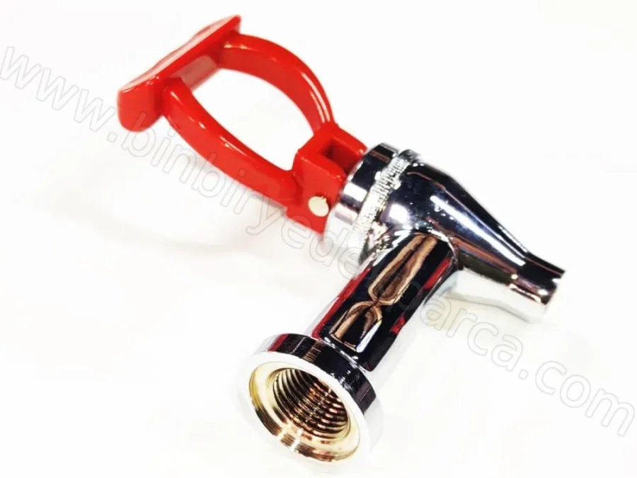 Kayalar Göstergeli Semaver Musluğu 1/2 İnç 1,5 cm Giriş Kısmı Kırmızı Saplı