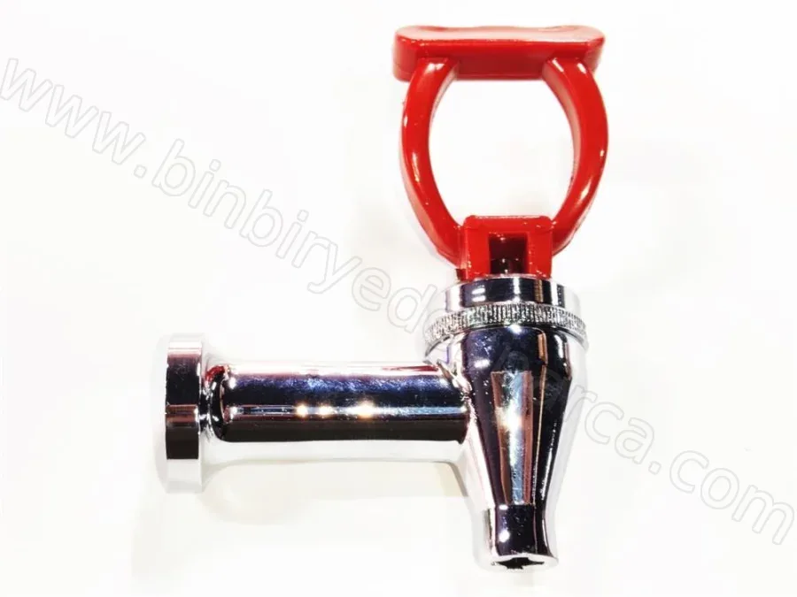 Kayalar Göstergeli Semaver Musluğu 1/2 İnç 1,5 cm Giriş Kısmı Kırmızı Saplı