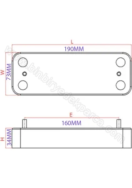 Kombi Plaka Eşanjörü 12 Plaka phe Eco 5 160mm Düz