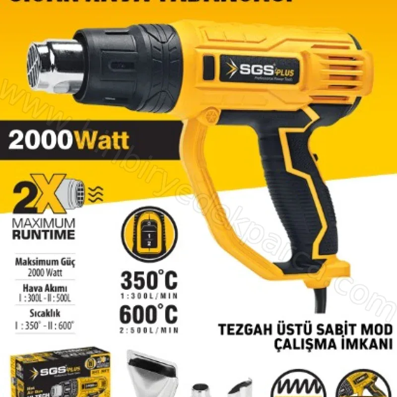 SGS PLUS SGS5215 Profesyonel Sıcak Hava Üfleme Tabancası 2000 W 