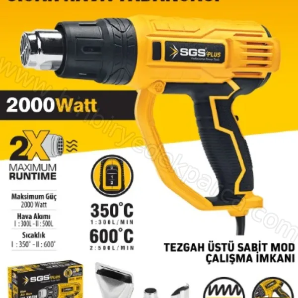 SGS PLUS SGS5215 Profesyonel Sıcak Hava Üfleme Tabancası 2000 W 