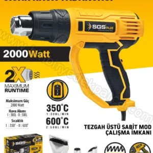 SGS PLUS SGS5215 Profesyonel Sıcak Hava Üfleme Tabancası 2000 W 