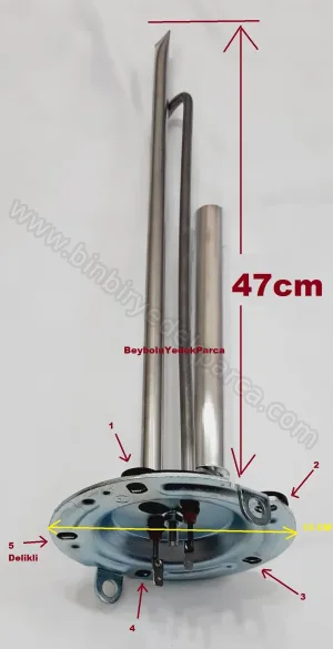 Termosifon D4 Titanyum 5 Delikli Contalı Flanşlı Anotlu Termosifon Rezistansı