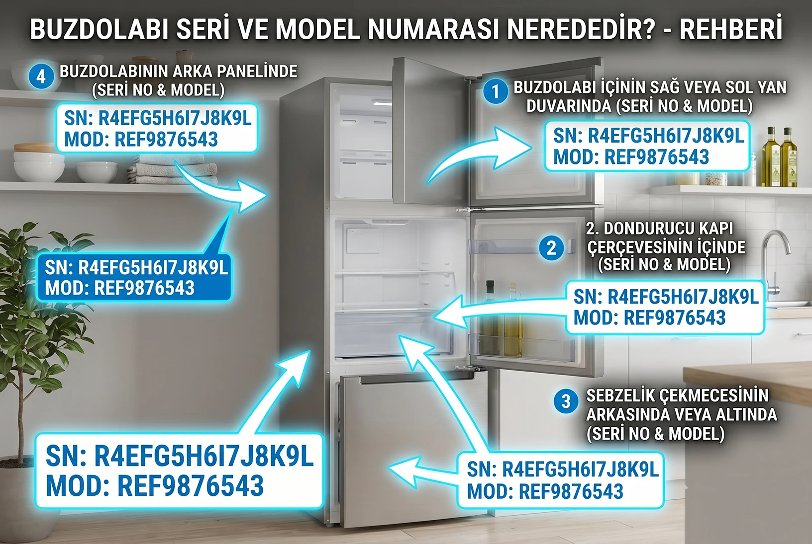 Buzdolabında model numarası nerede?