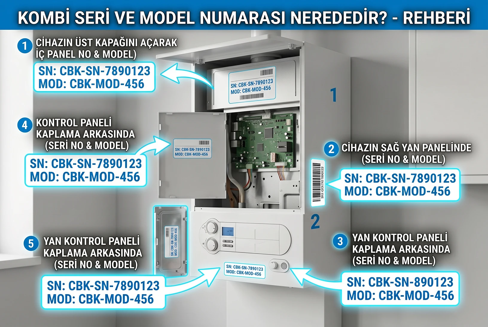 Kombide model numarası nerede?