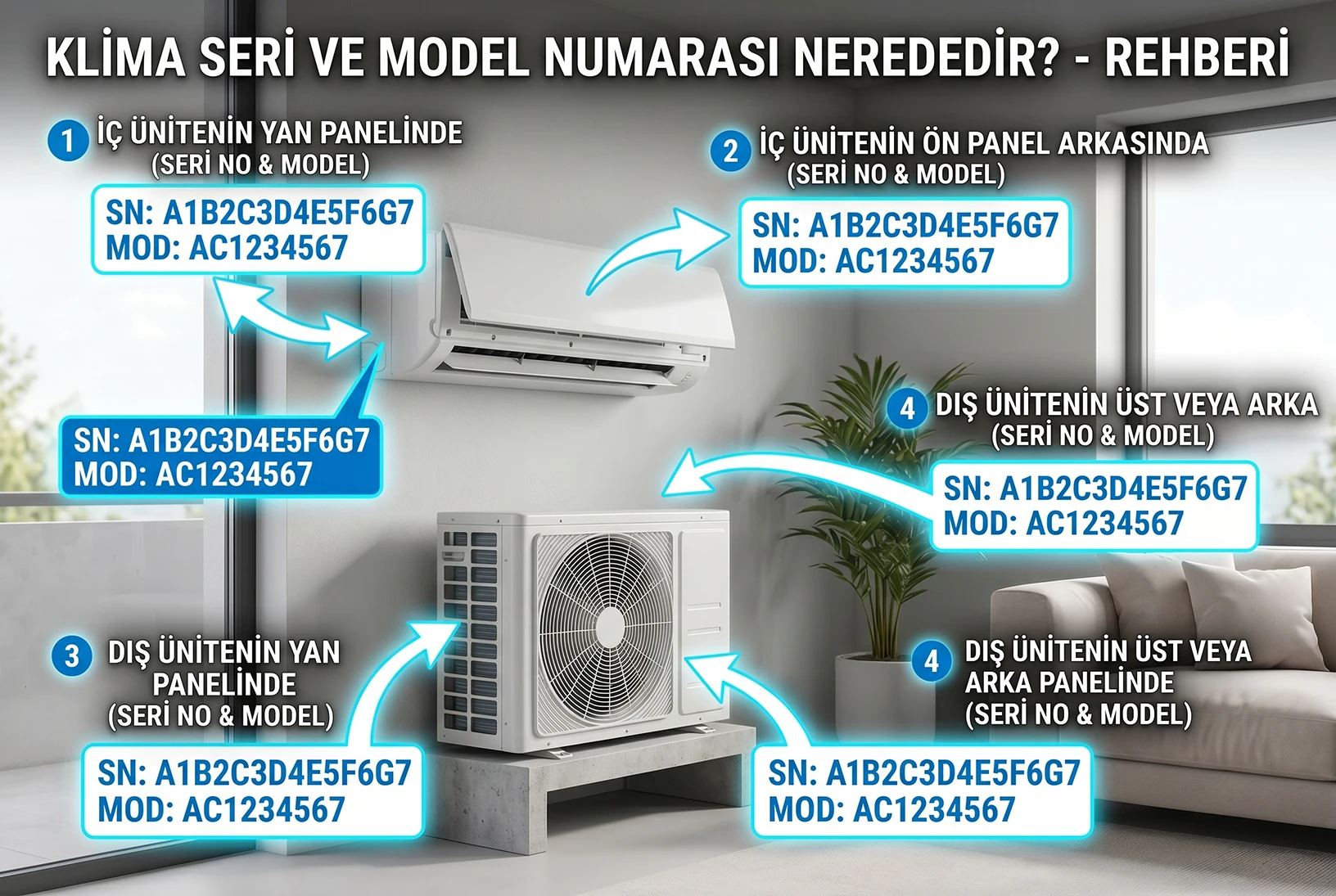 Klimada model numarası nerede?